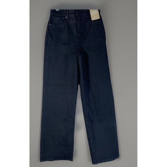 Madewell The Perfect Vintage Wide Leg Jean Women Size 25 X 30 Black Stretch Goth - Picture 1 of 16